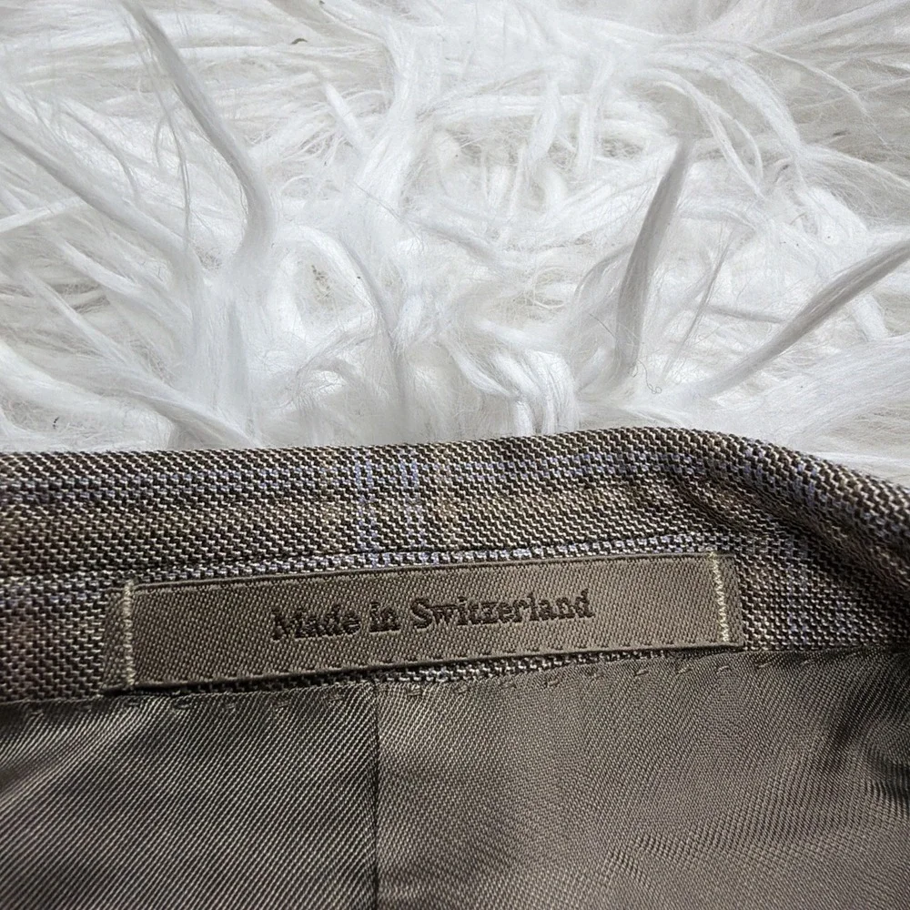 CURRENT Zegna Sport Coat Blazer Mens 46 Windowpane Check Taupe Silk Blend New!‎